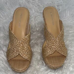 Marc Fisher Beige Woven Mules